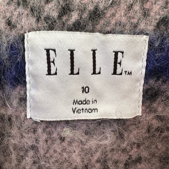 Elle Aubry Womens Pink Purple Black Wool Blend Peacoat Jacket Coat Size 10 - Picture 5 of 5